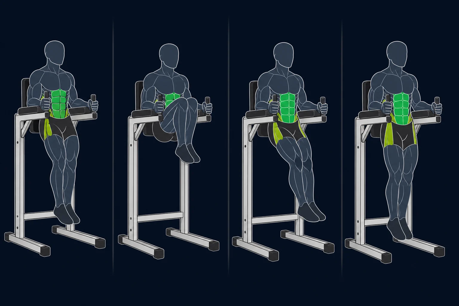 Hanging Knee Raise - Hengende Knehev: Knehev i captain’s chair