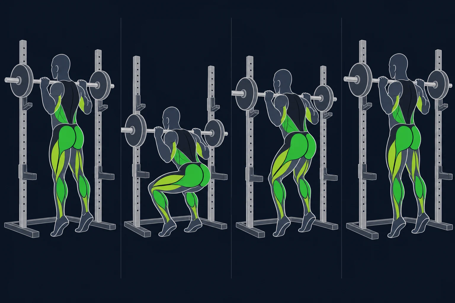 High Bar Squat - Høy Stangplassering Knebøy: High-bar knebøy med hælheving