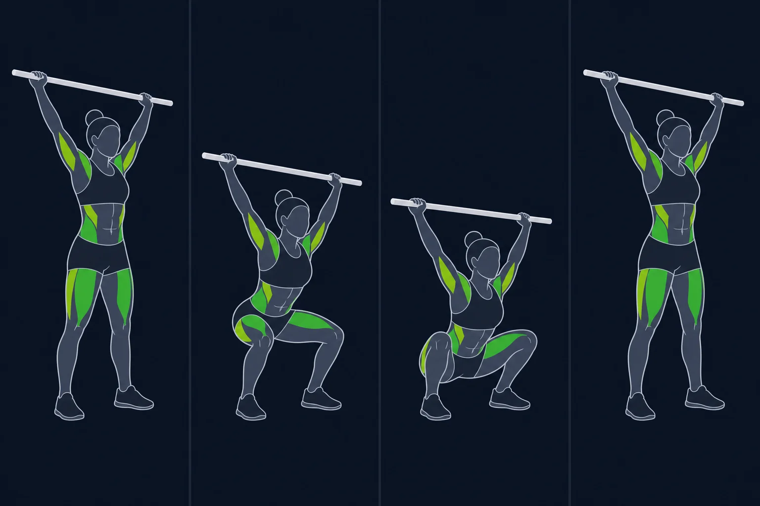 Overhead Squat - Over Hodet Knebøy: Overhead squat med PVC