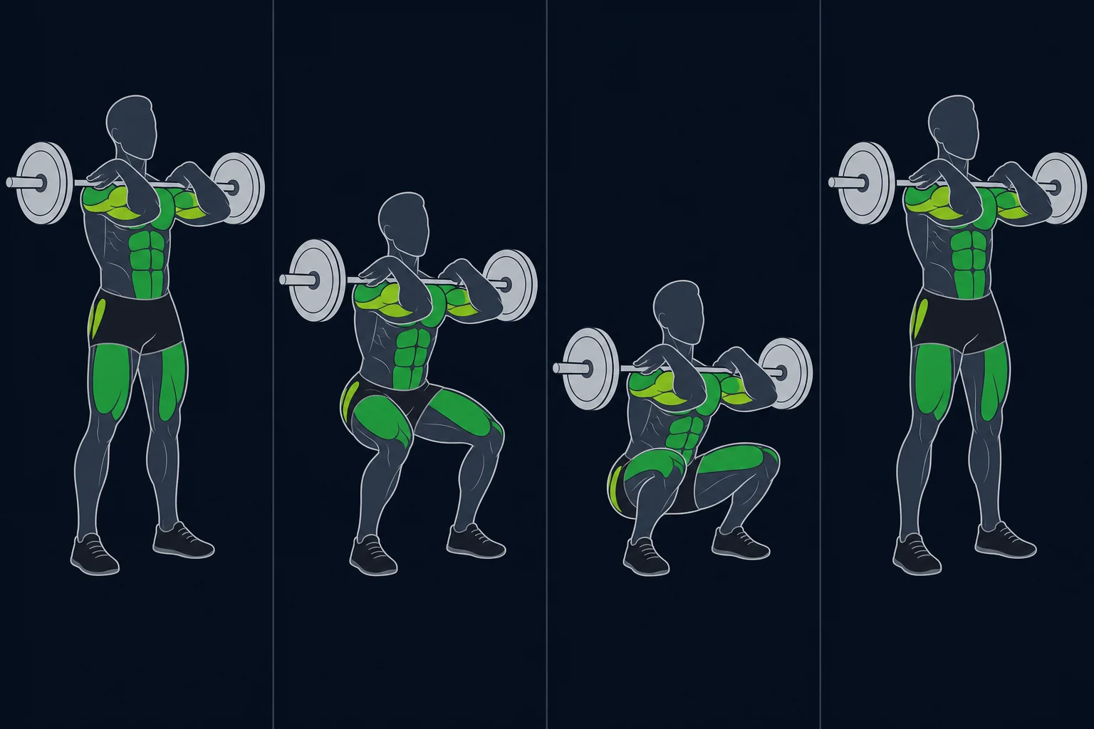 Pause Front Squat - Frontbøy Med Pause: 2 sek pause frontbøy