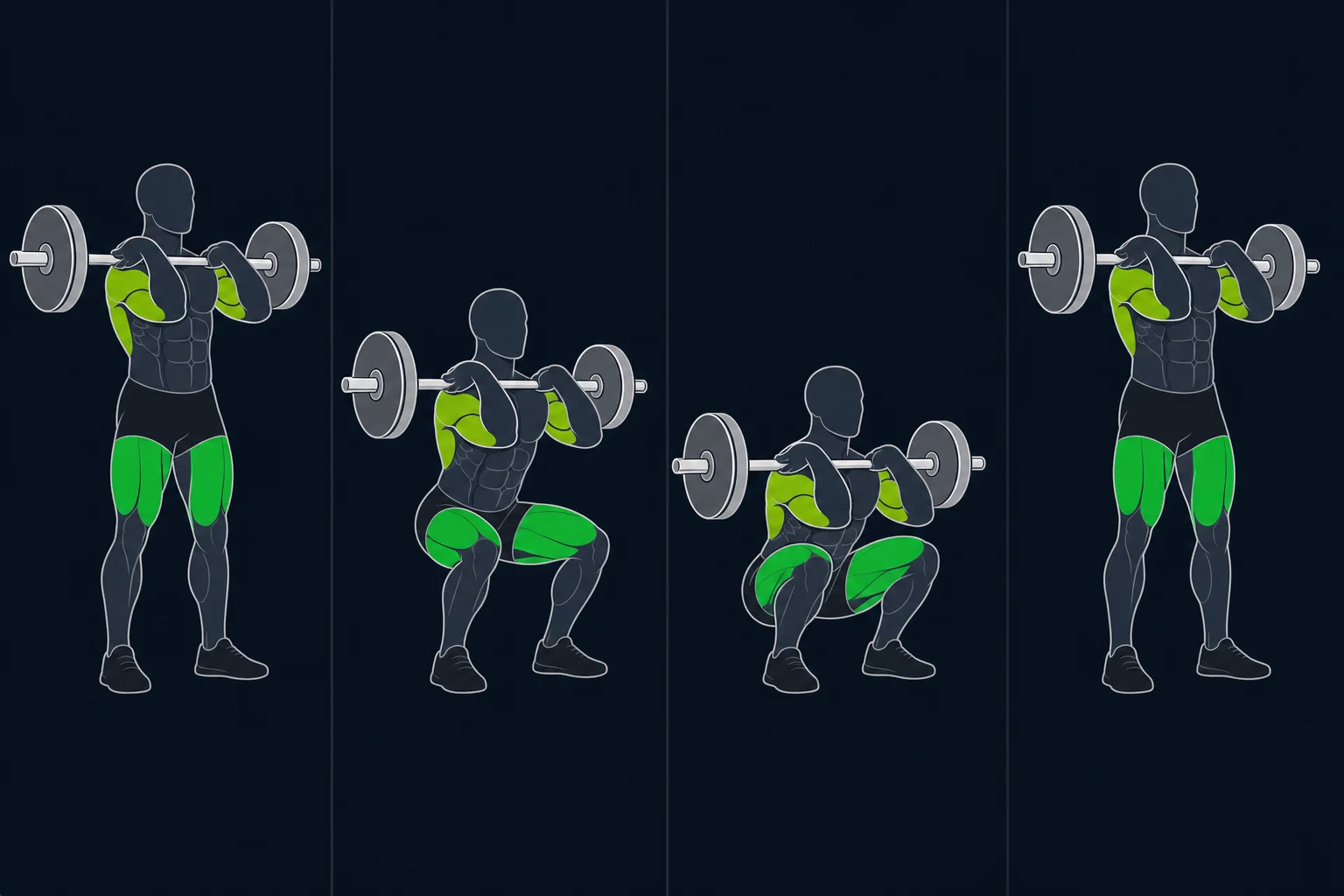 Pause Front Squat - Frontbøy Med Pause: 5 sek pause frontbøy
