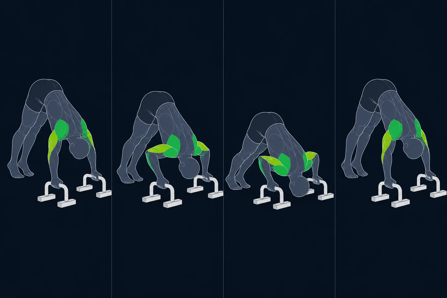Pike Push-up - Pike Pushup: Pike push-up på håndtak